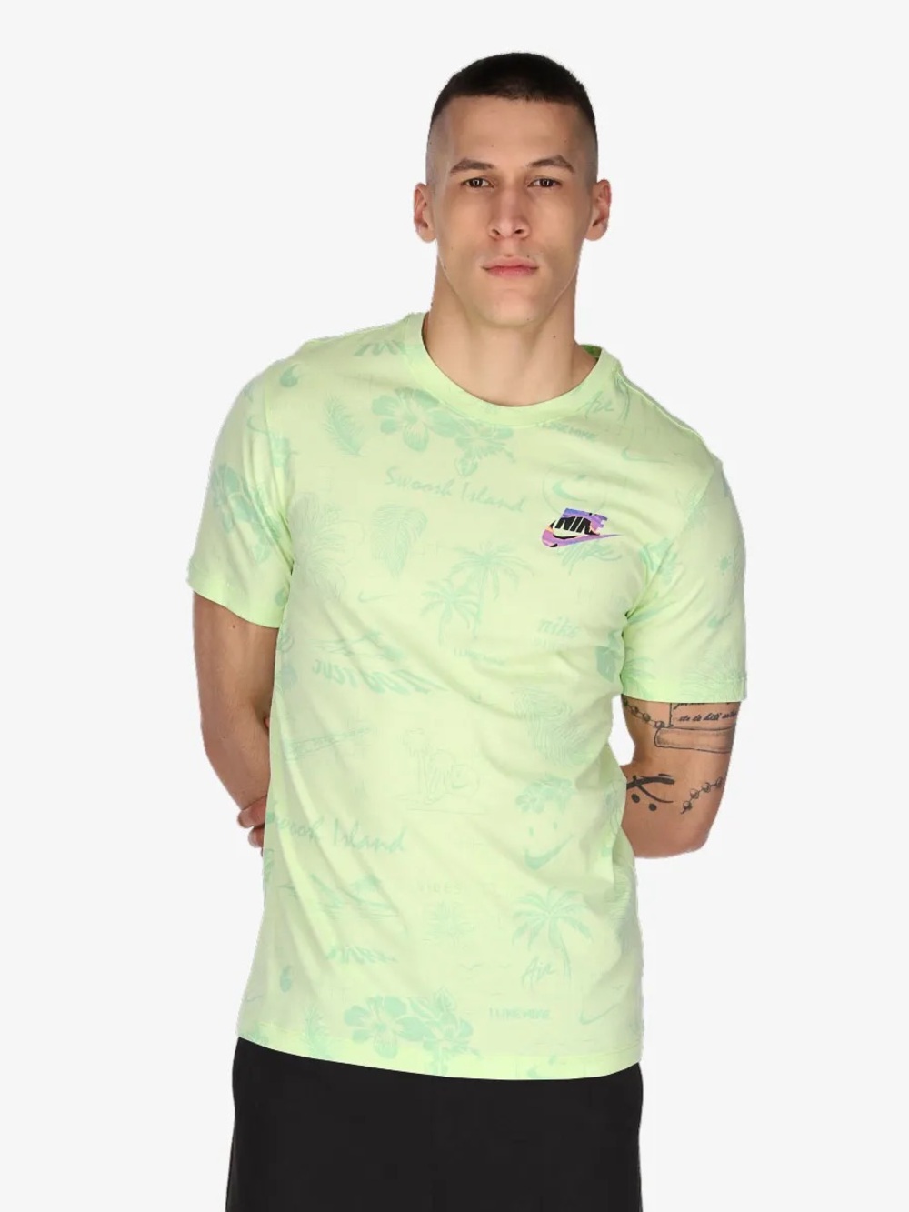 Nike Light Green All-Over Print Short Sleeve Tee